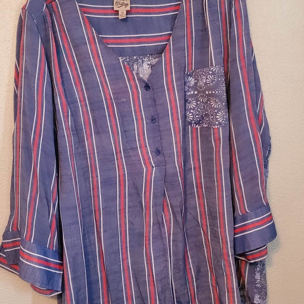 ~ BOGO COMO VINTAGE Mixed Print 3/4 sleeve Blouse